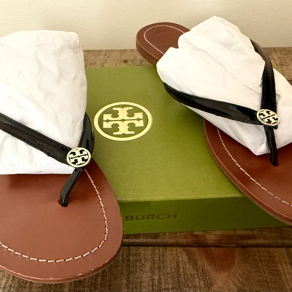Tory Burch Black and Brown Men's Flip Flops